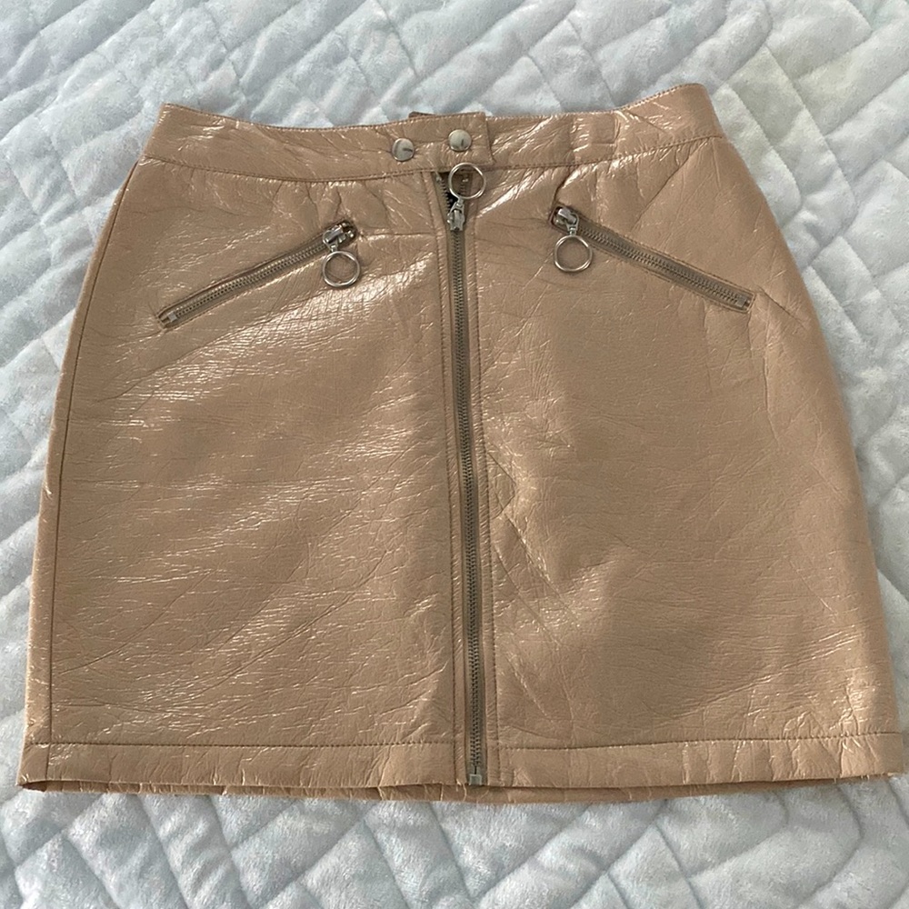 Faux leather effect skirt